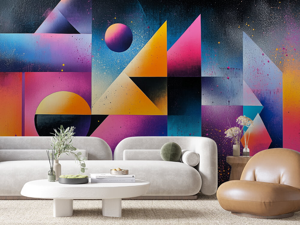 ARTISTIC 0001 – Midnight Prism Geometric Wall Mural