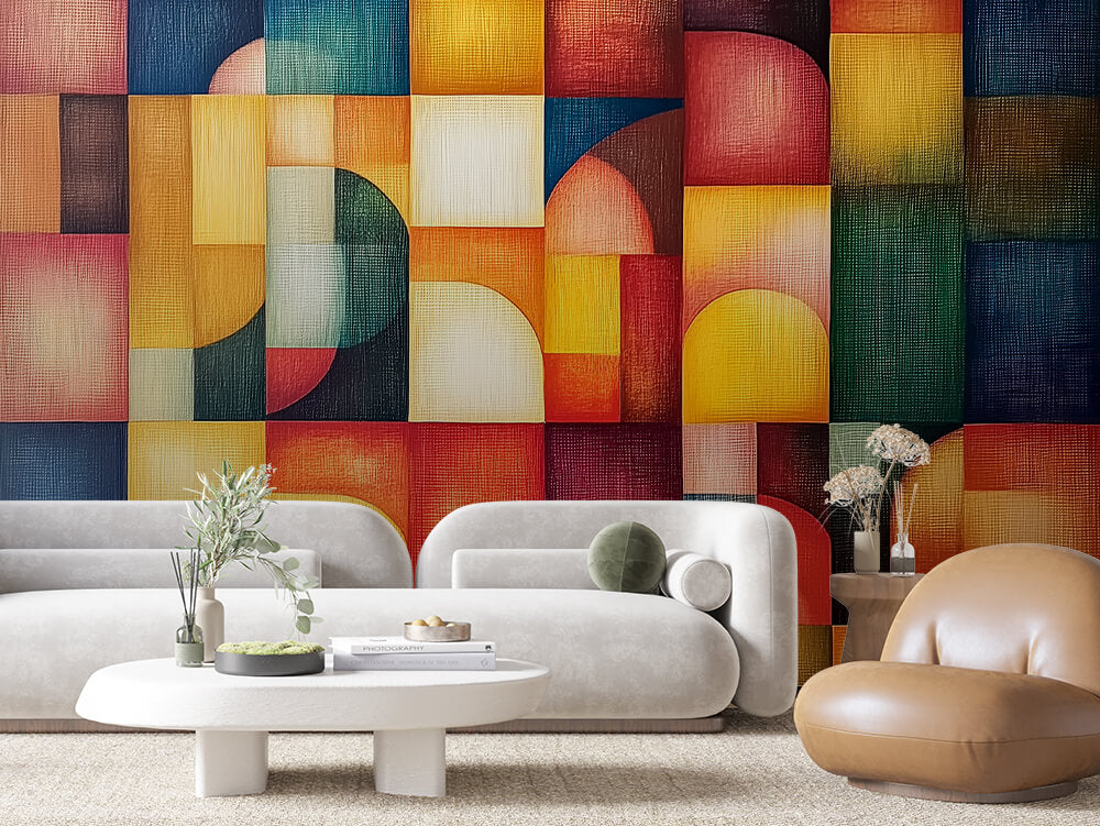 ARTISTIC 0003 – Sunset Patchwork Geometric Wall Mural