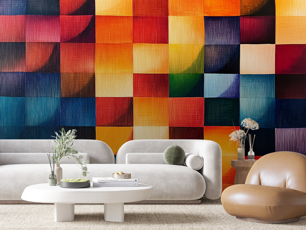 ARTISTIC 0004 – Amber Fracture Geometric Wall Mural