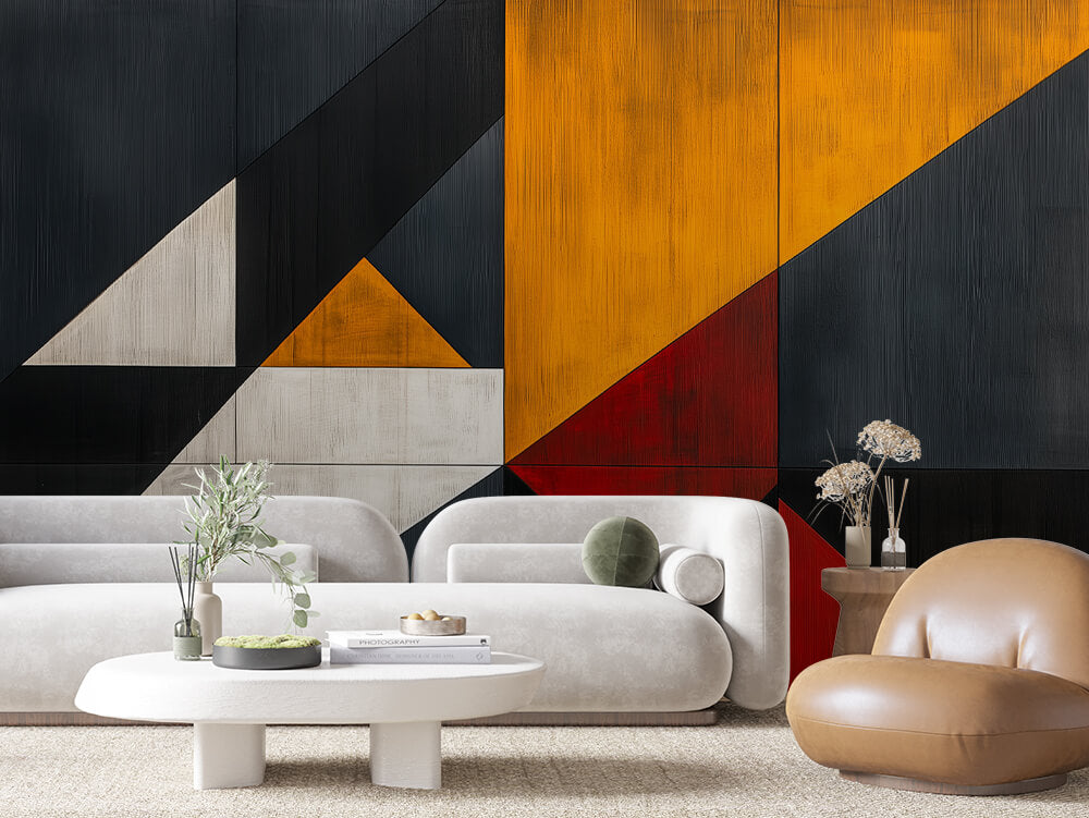ARTISTIC 0005 – Terracotta Fold Geometric Wall Mural