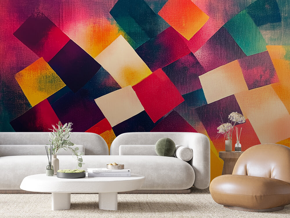 ARTISTIC 0007 – Magenta Mosaic Patchwork Wall Mural