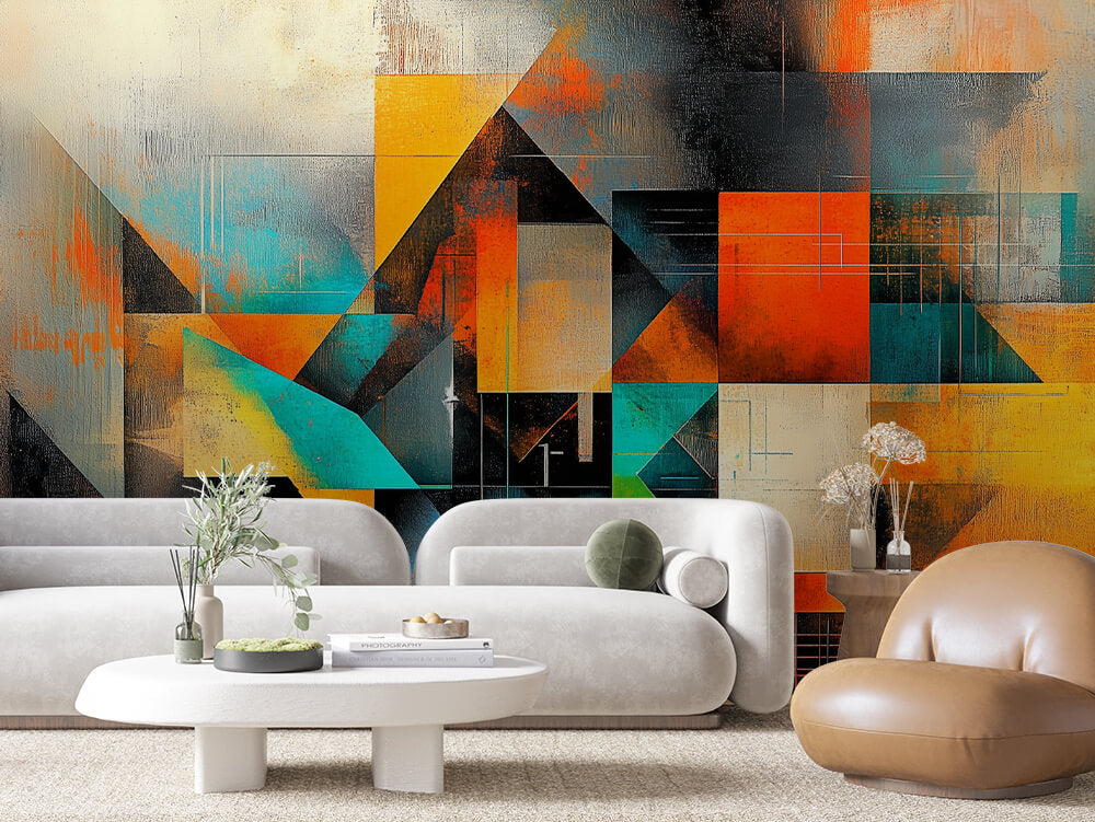 ARTISTIC 0009 – Industrial Teal Abstract Wall Mural