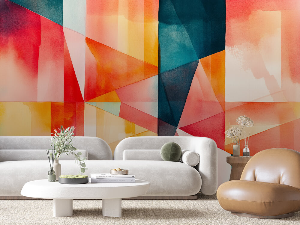 ARTISTIC 0012 – Watercolor Sunset Facets Wall Mural