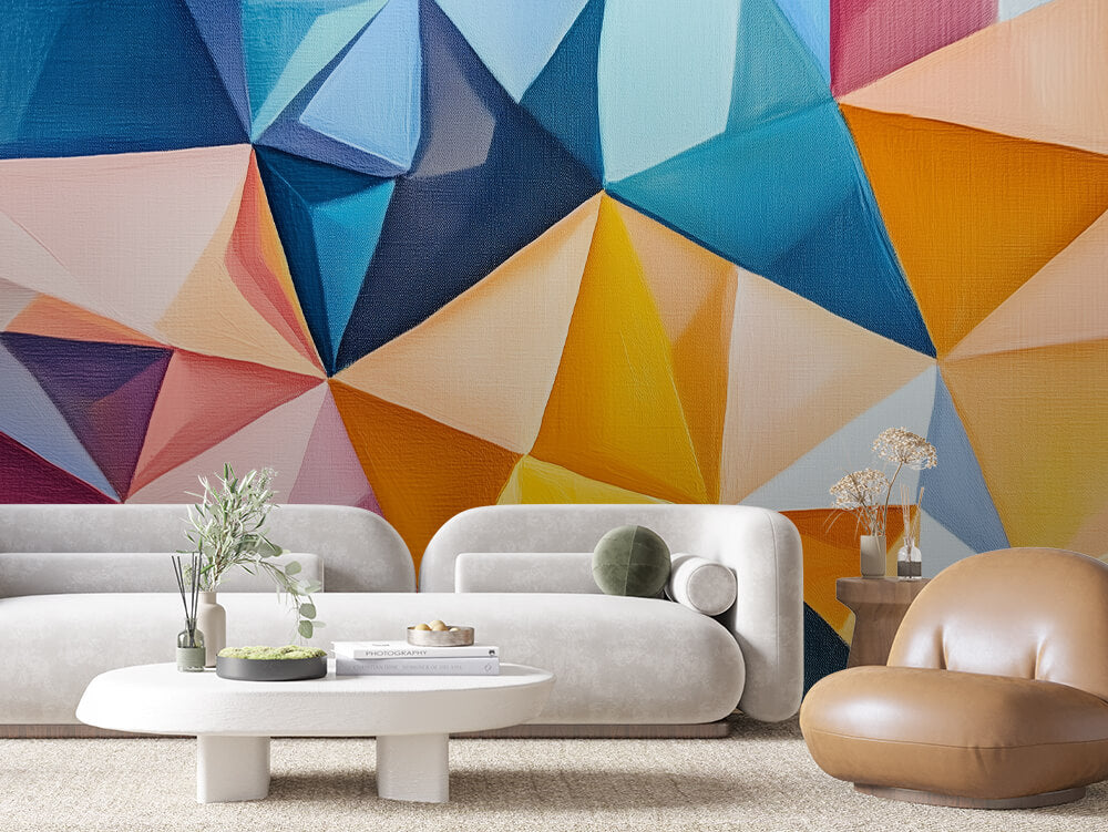 ARTISTIC 0021 – Low-Poly Sunburst Wall Mural