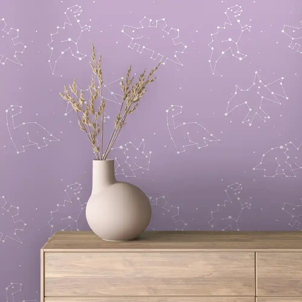 Lilac Dinosaur Constellation Peel & Stick Wallpaper – Baby 0006