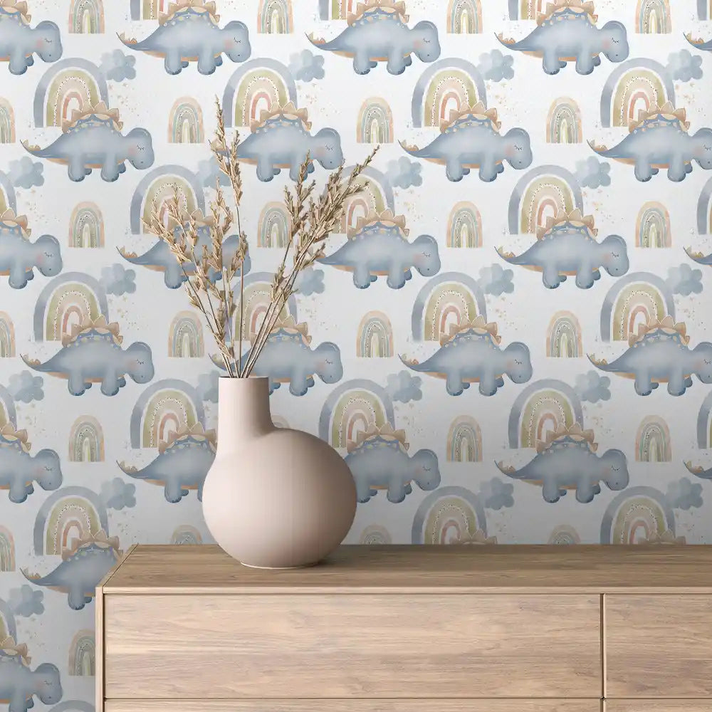 Boho Rainbow Dinosaur Peel & Stick Wallpaper – Baby 0016