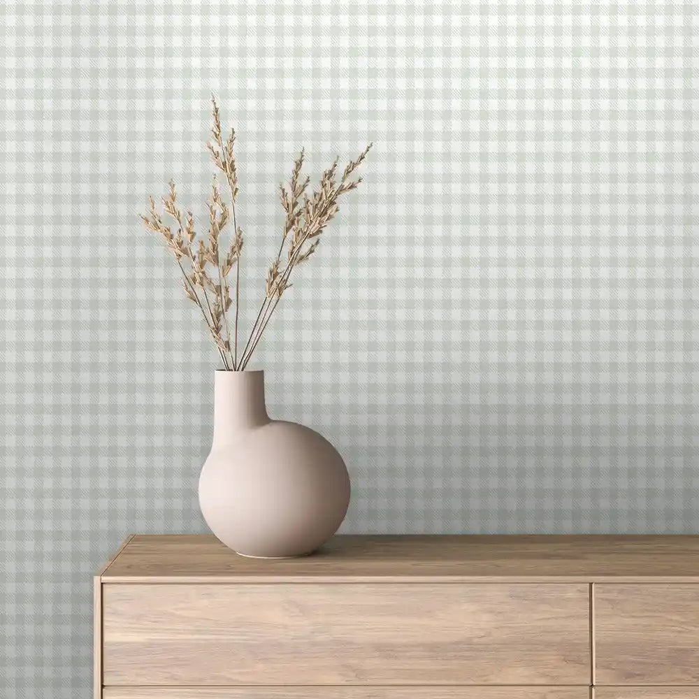 Sage Gingham Check Peel & Stick Wallpaper – Baby 0021
