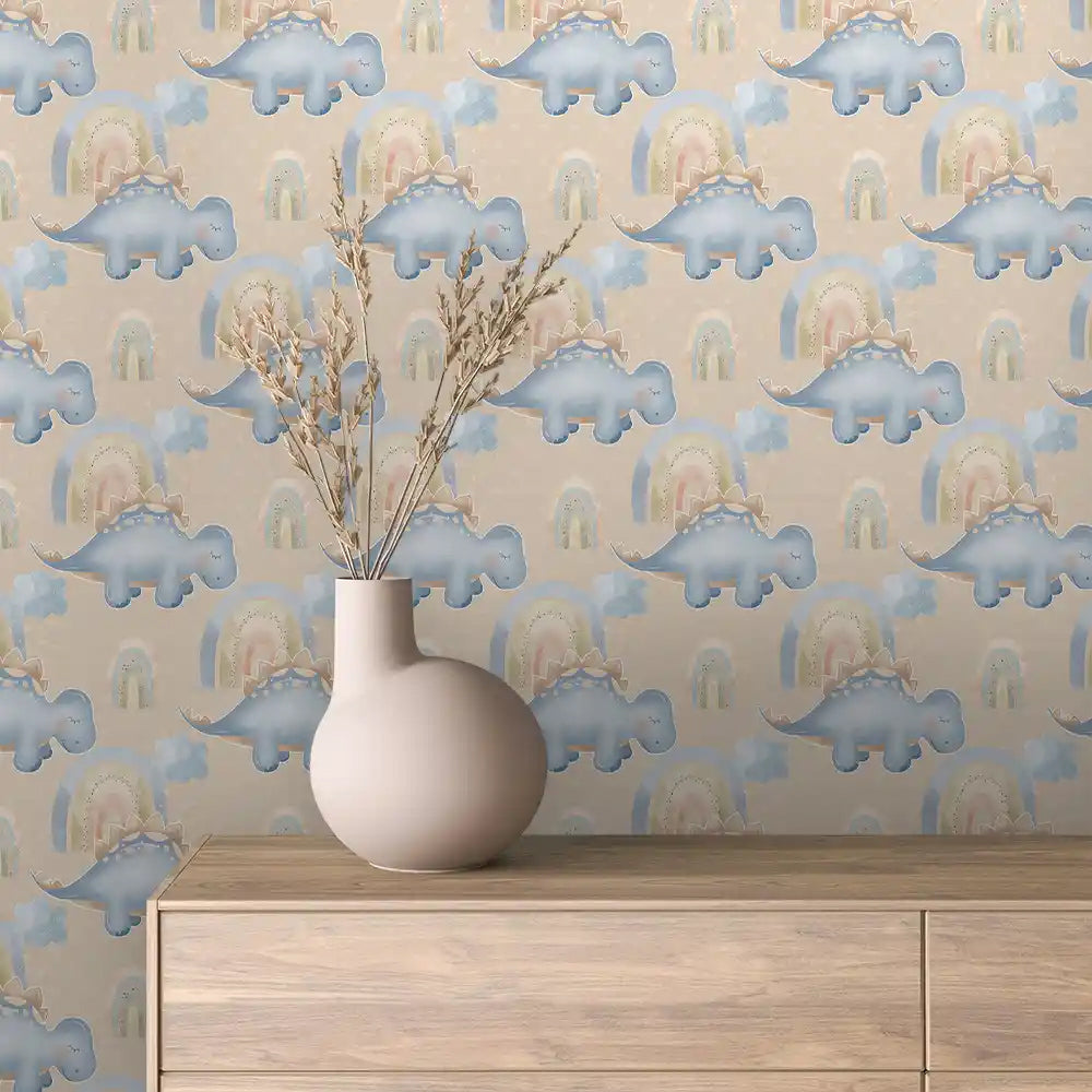 Sand Stegosaurus Rainbow Peel & Stick Wallpaper – Baby 0028