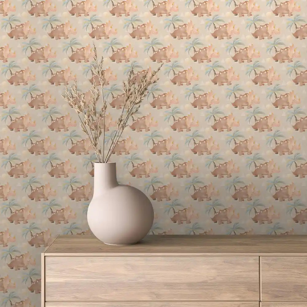 Clay Triceratops Palm Peel & Stick Wallpaper – Baby 0032