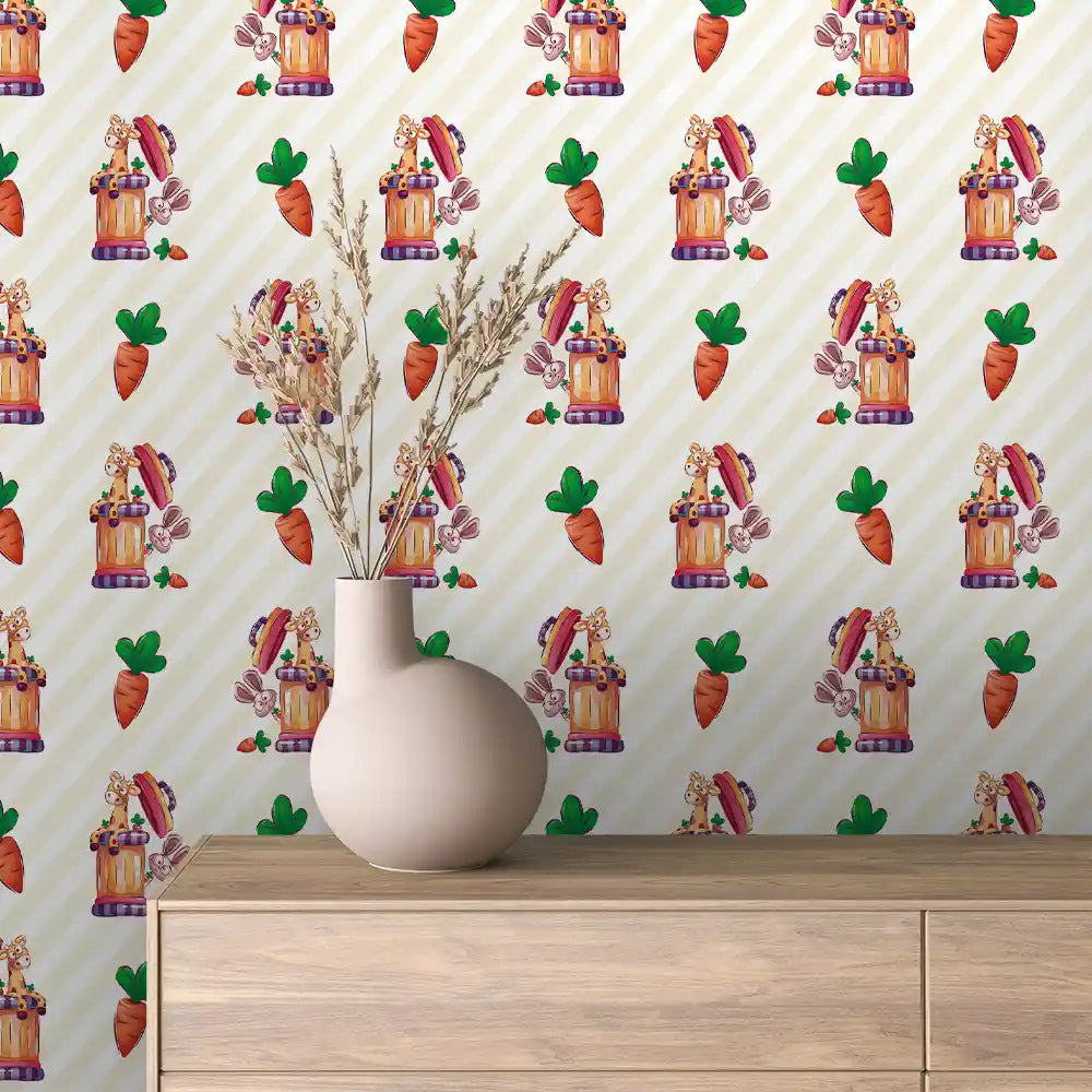 Bunny Carrot Barrel Peel & Stick Wallpaper – Baby 0045