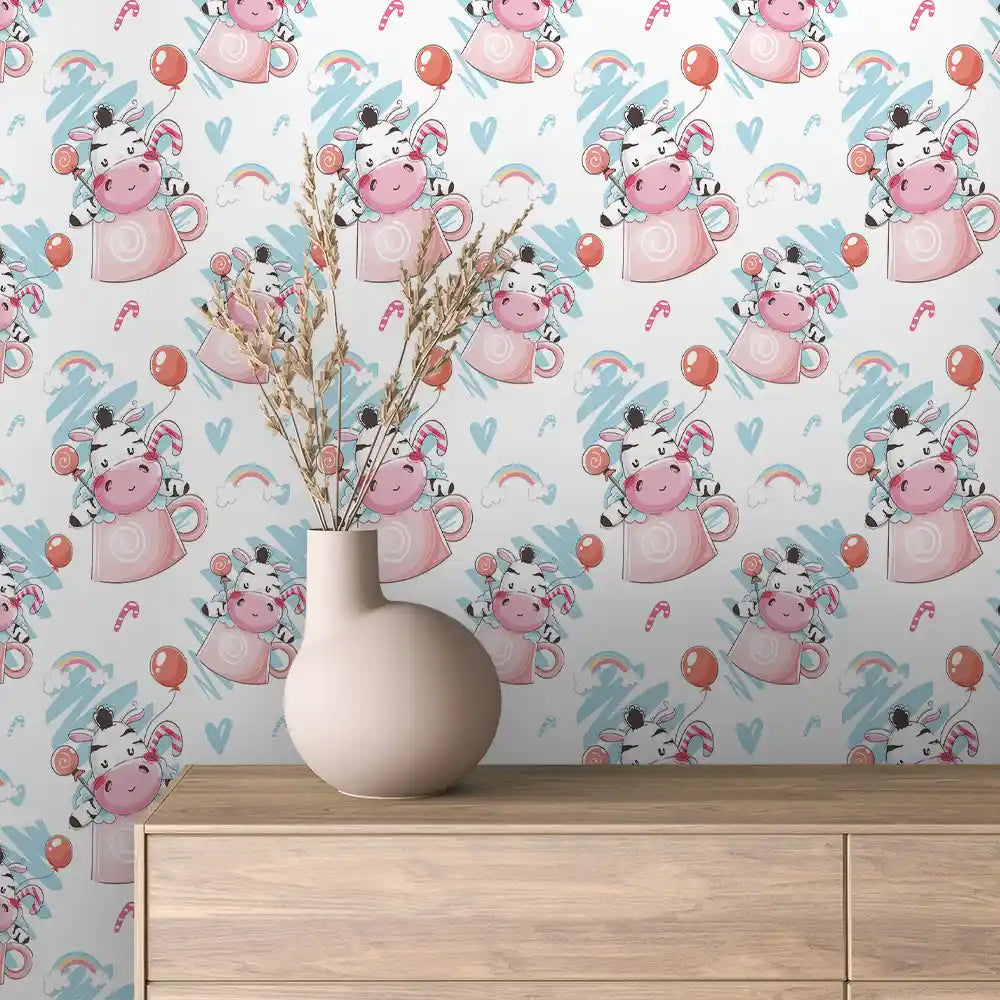 Zebra Teacup Candy Peel & Stick Wallpaper – Baby 0053
