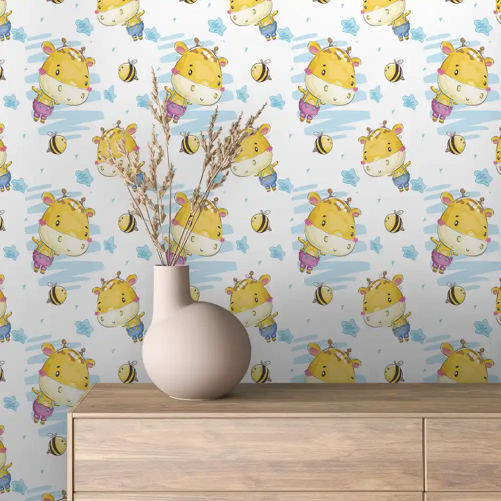Giraffe and Bees Peel & Stick Wallpaper – Baby 0054
