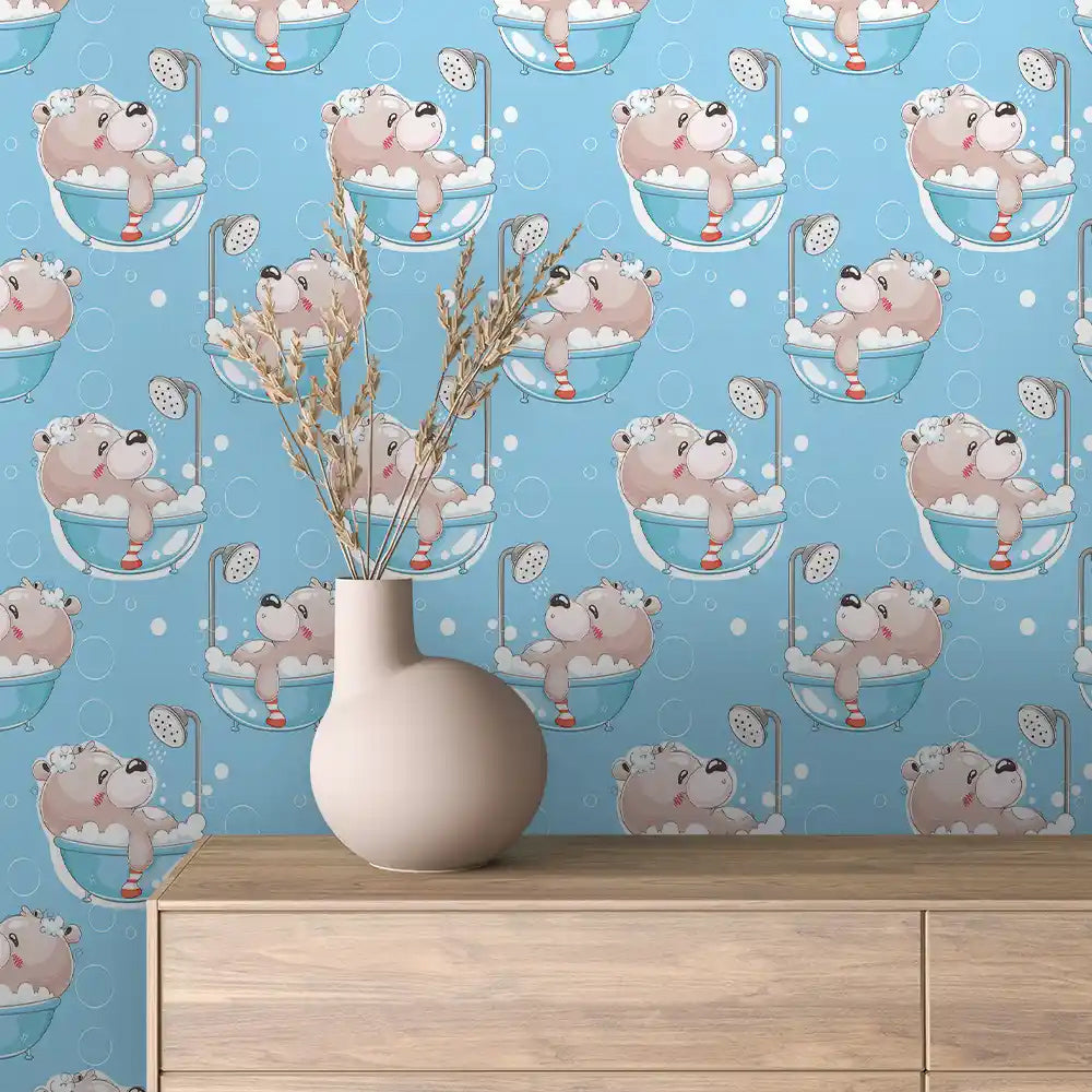 Bear Bubble Bath Peel & Stick Wallpaper – Baby 0055