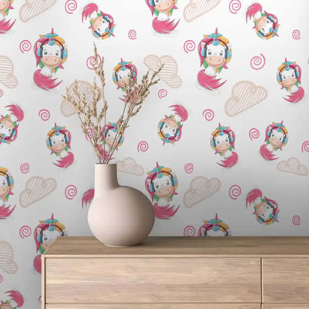 Headphone Unicorn Peel & Stick Wallpaper – Baby 0058