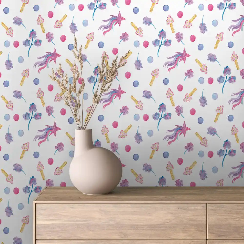 Candy Floss Scatter Peel & Stick Wallpaper – Baby 0068