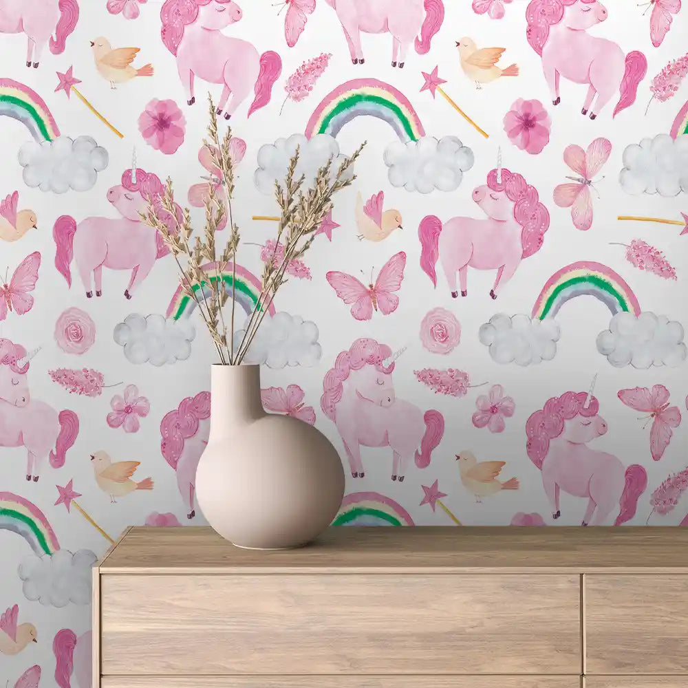 Unicorn Rainbow Garden Peel & Stick Wallpaper – Baby 0071