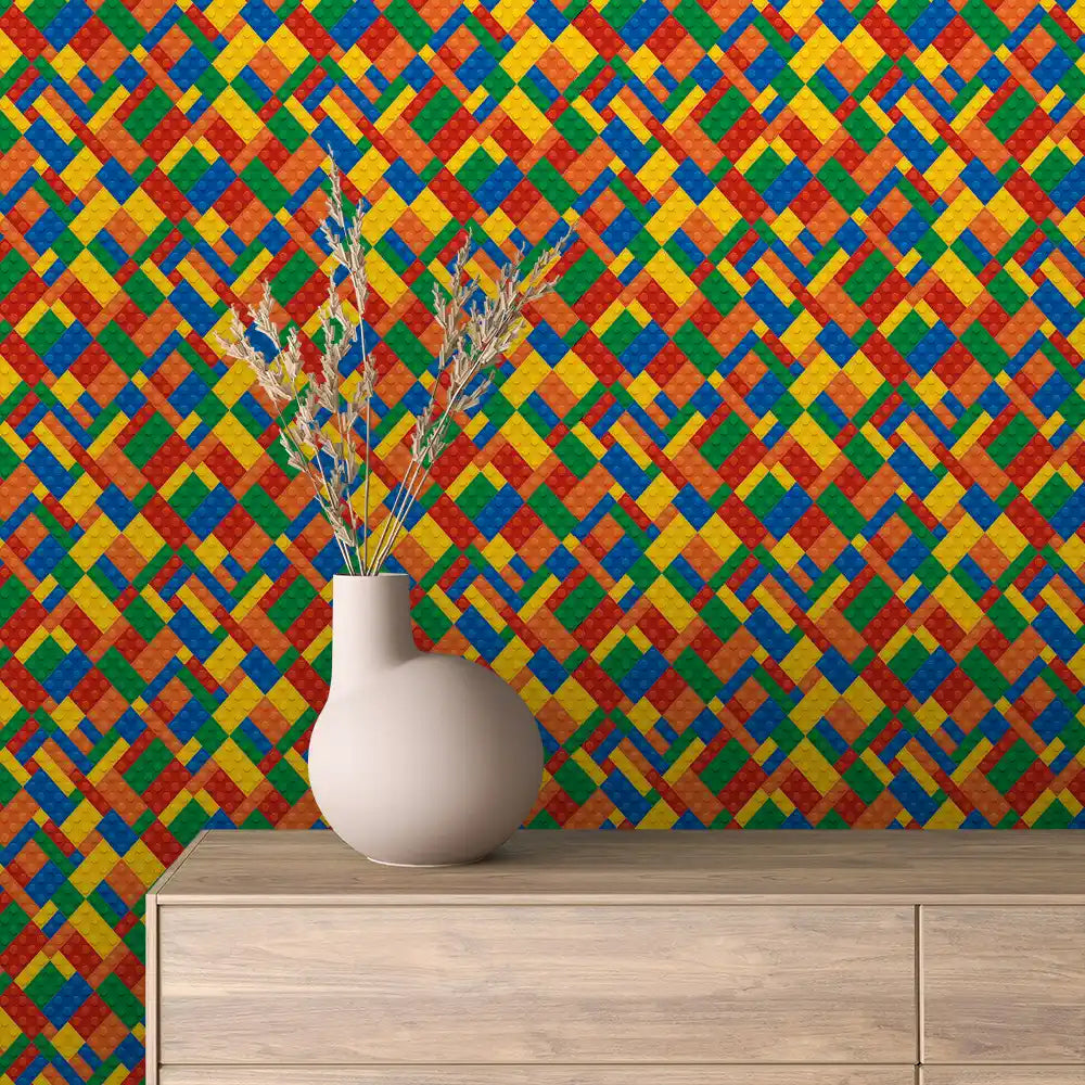 Diagonal Building Block Peel & Stick Wallpaper – Baby 0079