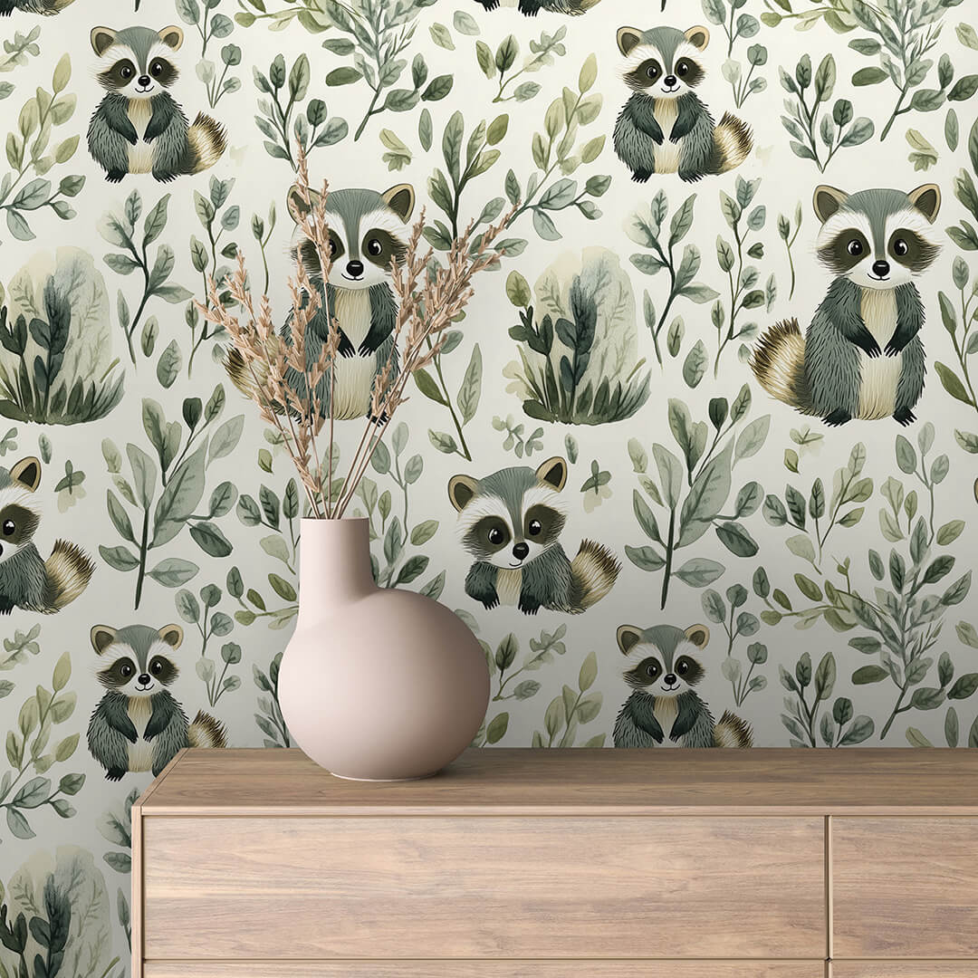 Woodland Raccoon Wallpaper Baby 0027