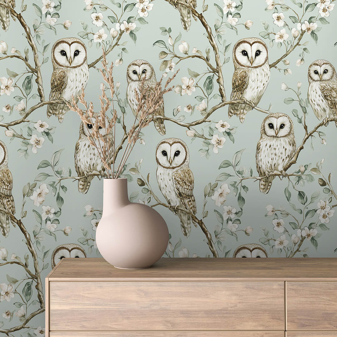 Owl Blossom Branch Wallpaper Baby 0028