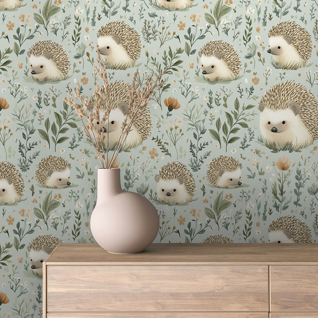 Wildflower Hedgehog Wallpaper Baby 0030