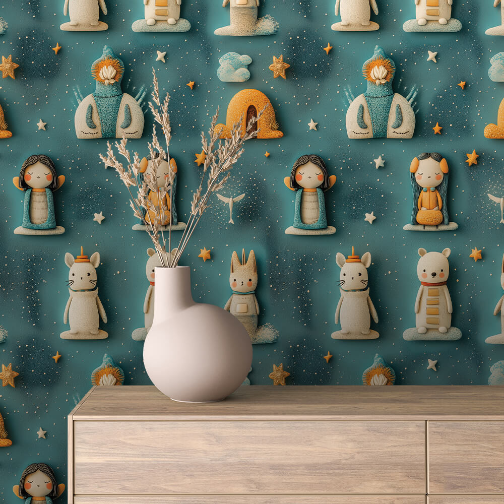 Felt Storybook Village Wallpaper Baby 0041