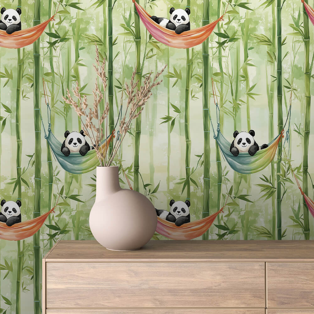 Watercolor Panda Hammock Wallpaper Baby 0045