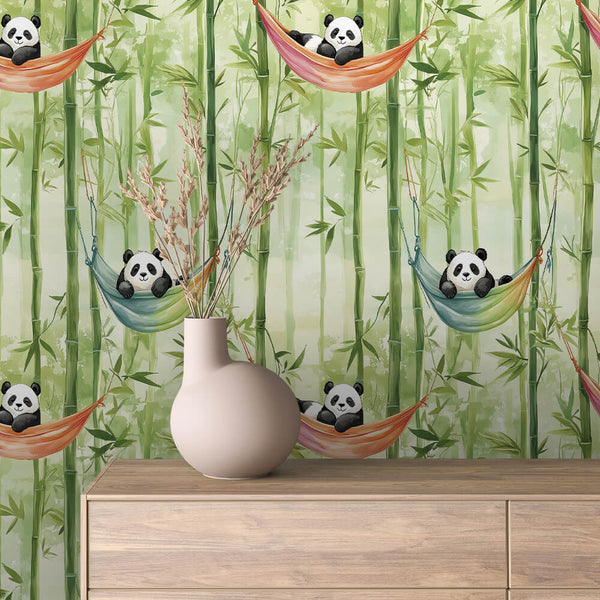 Watercolor Panda Hammock Peel & Stick Wallpaper – Baby 0045