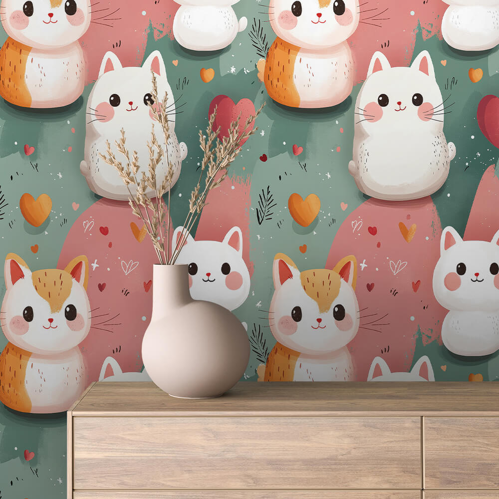 Chubby Cat Heart Wallpaper Baby 0046