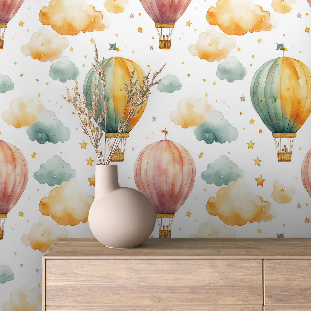 Watercolor Hot Air Balloon Wallpaper Baby 0049