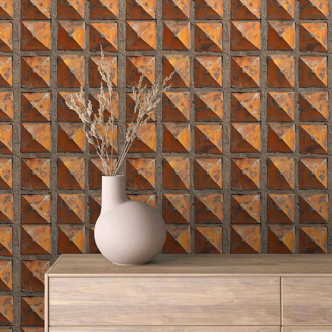 Rusted Pyramid Relief Brick 0007