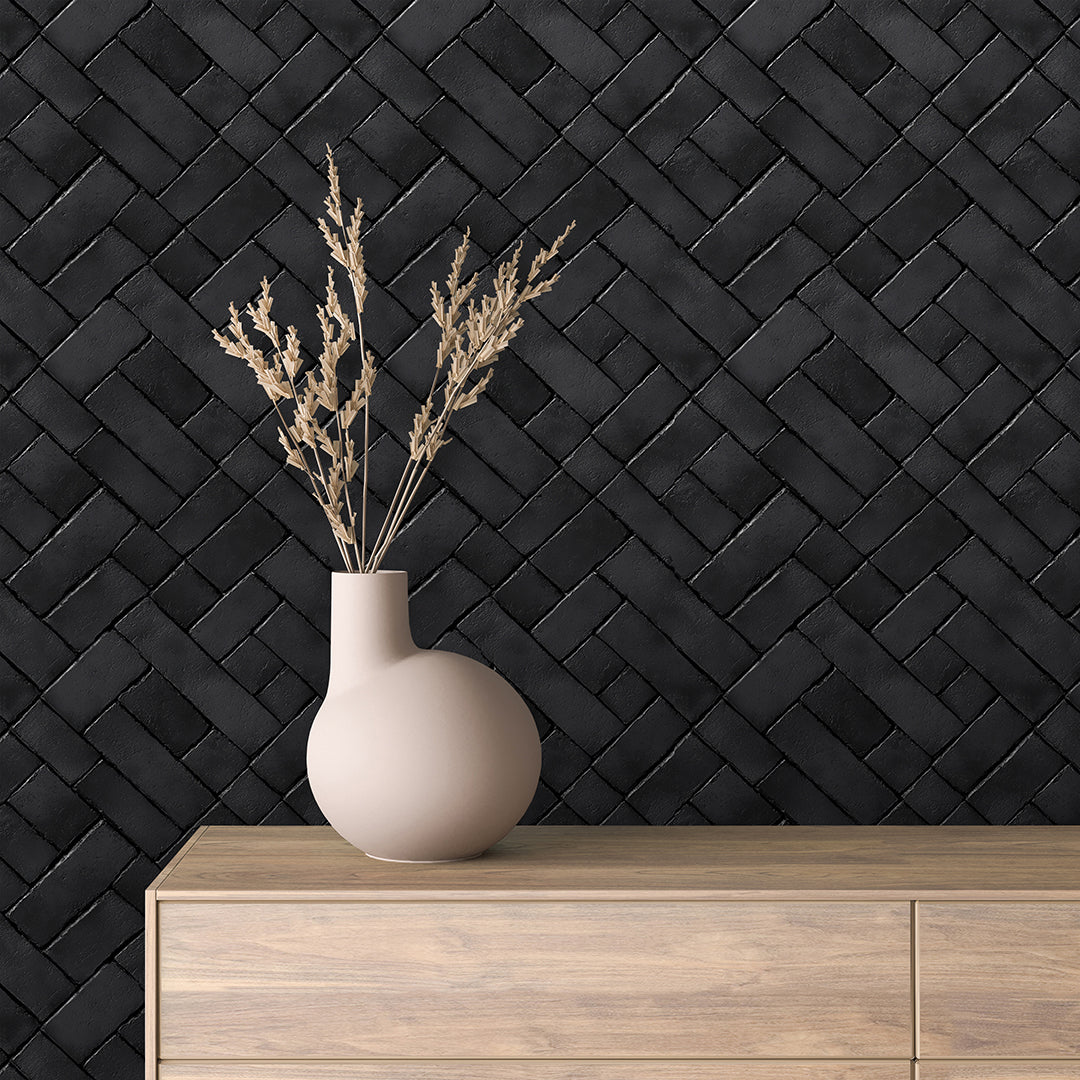 Black Herringbone Brick 0011