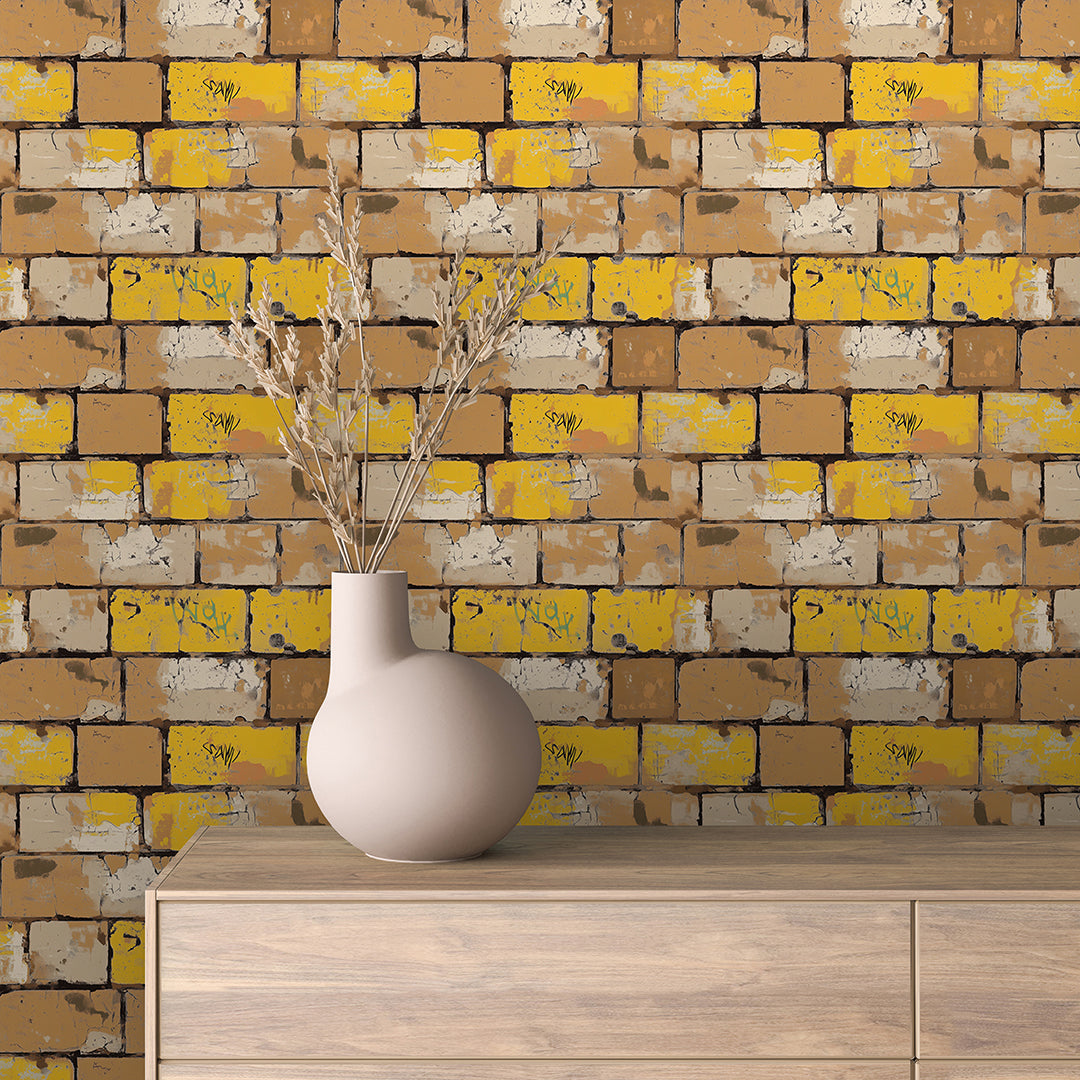Yellow Graffiti Brick 0025