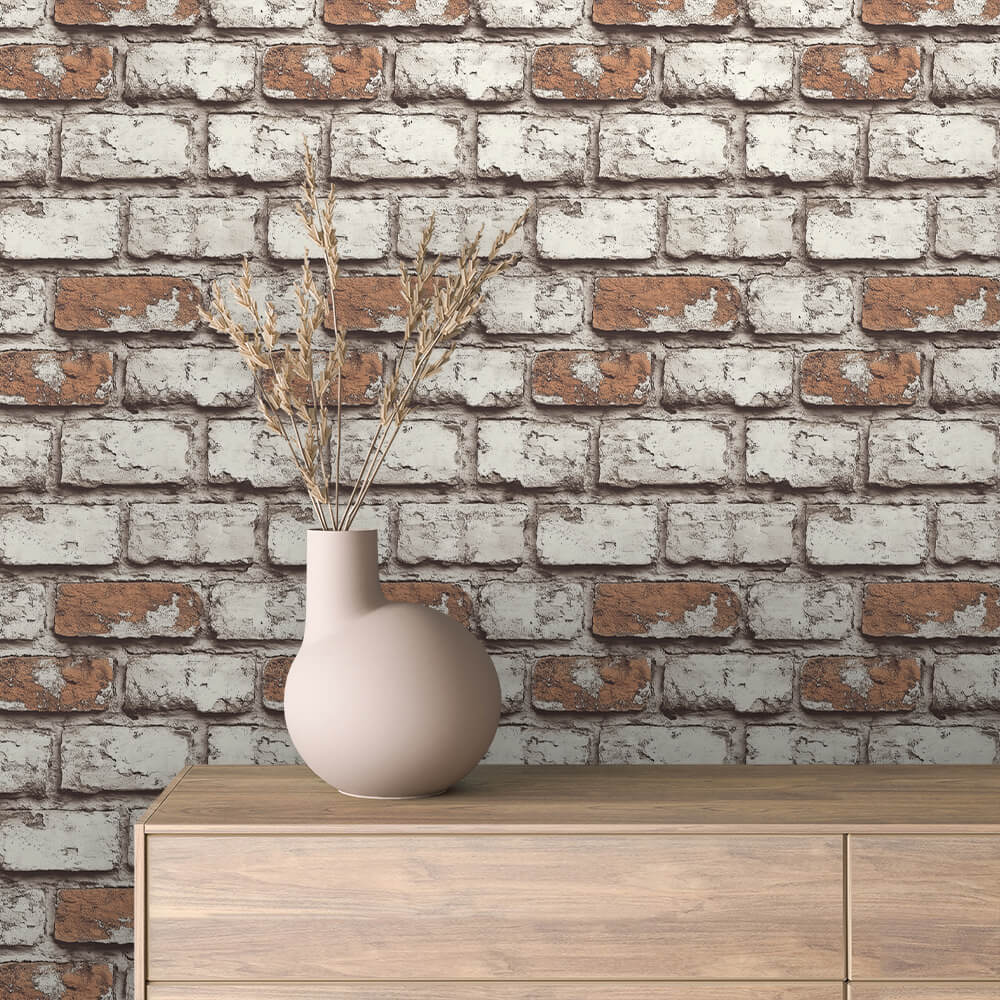 Distressed White Rust Brick 0064