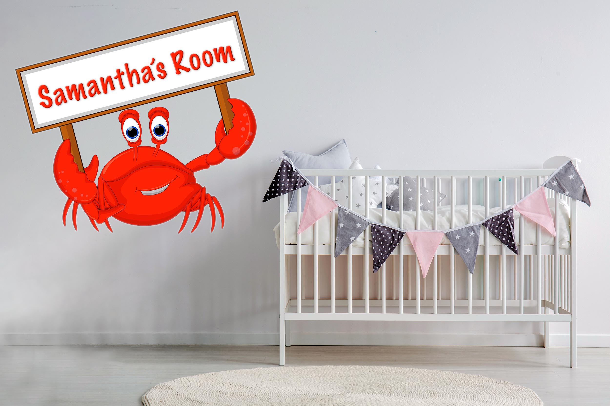Personalized Crab Decal, Wall Decal Sticker, Removable
