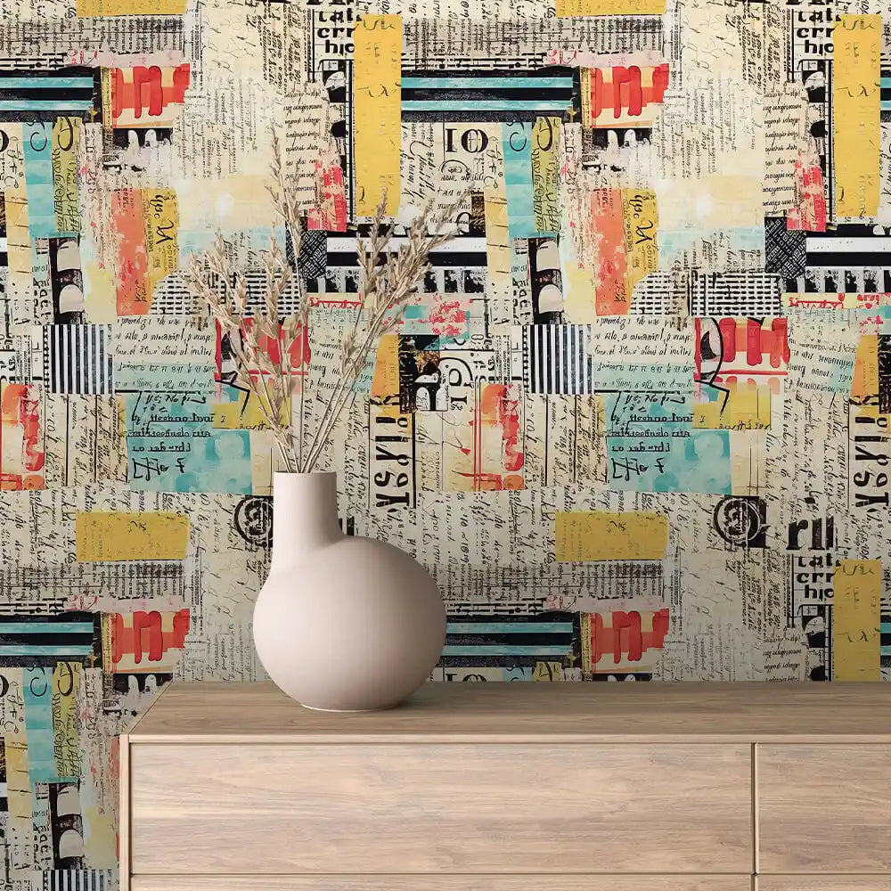 Ephemera Strip Collage Peel & Stick Wallpaper – Collage 0008
