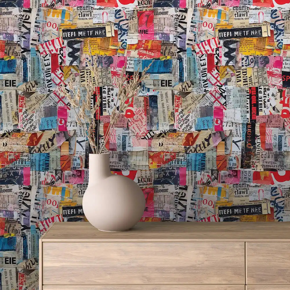 Torn Ticket Collage Peel & Stick Wallpaper – Collage 0019