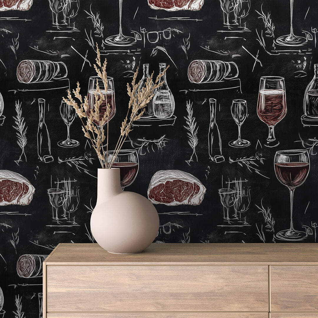 Wine Cellar Chalkboard Wallpaper mockup