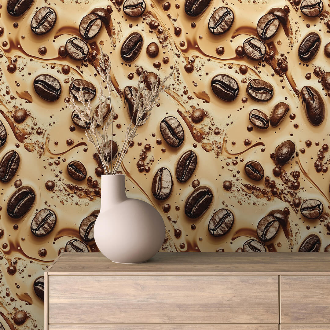 Scattered Coffee Beans Wallpaper mockup
