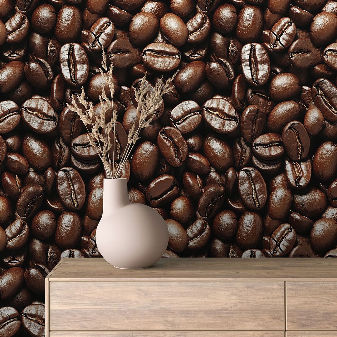 Minimalist Coffee Bean Scatter Wallpaper mockup