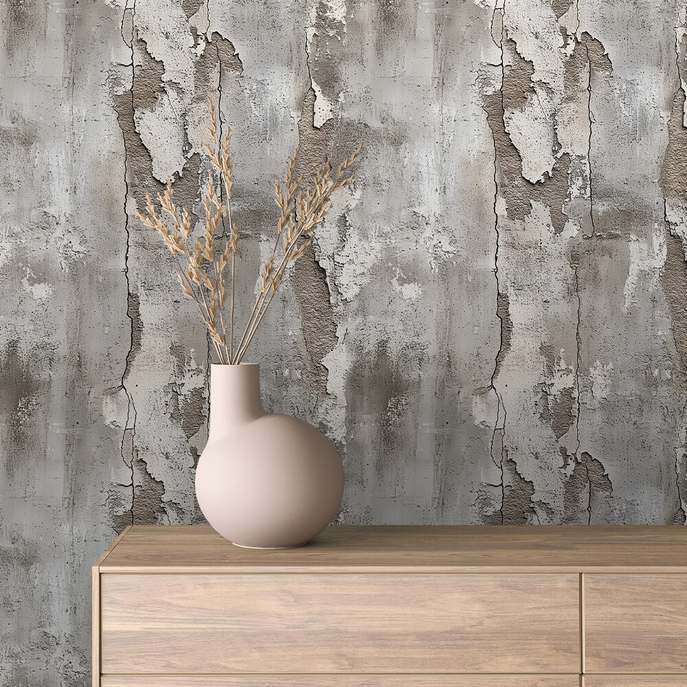 Peeling Grey Plaster Over Concrete Peel & Stick Wallpaper – Concrete 0061
