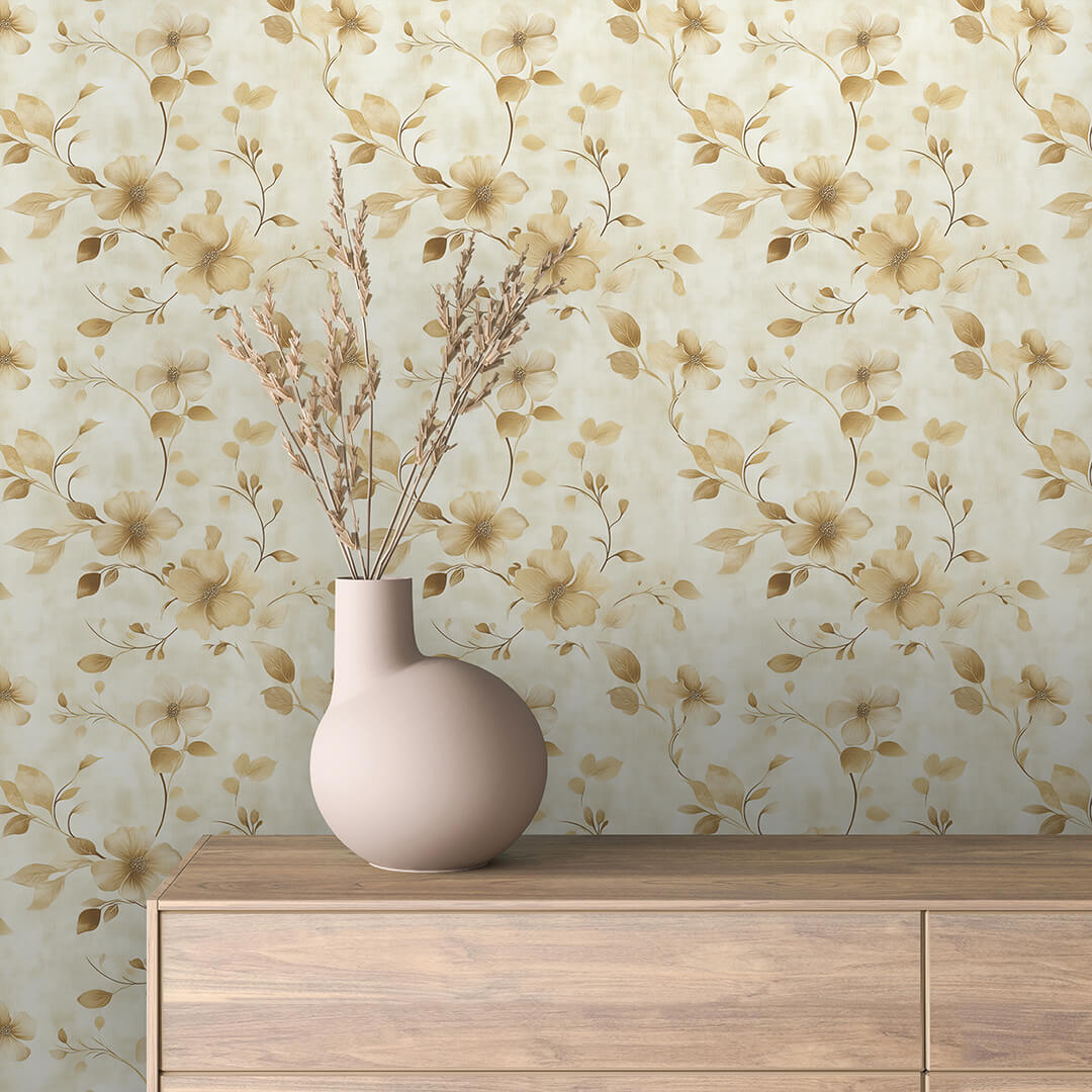Golden Vine Floral Wallpaper Floral 0012