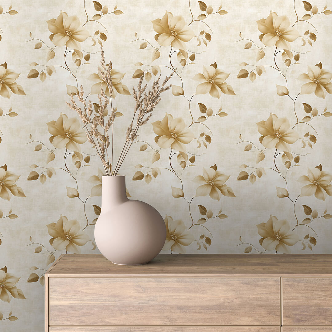 Champagne Floral Vine Wallpaper Floral 0014