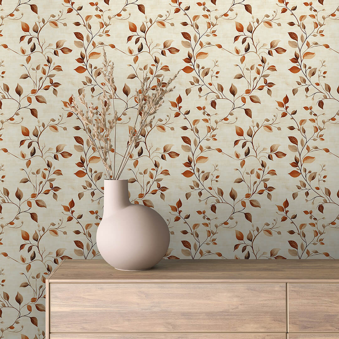 Rust Leaf Trail Wallpaper Floral 0025