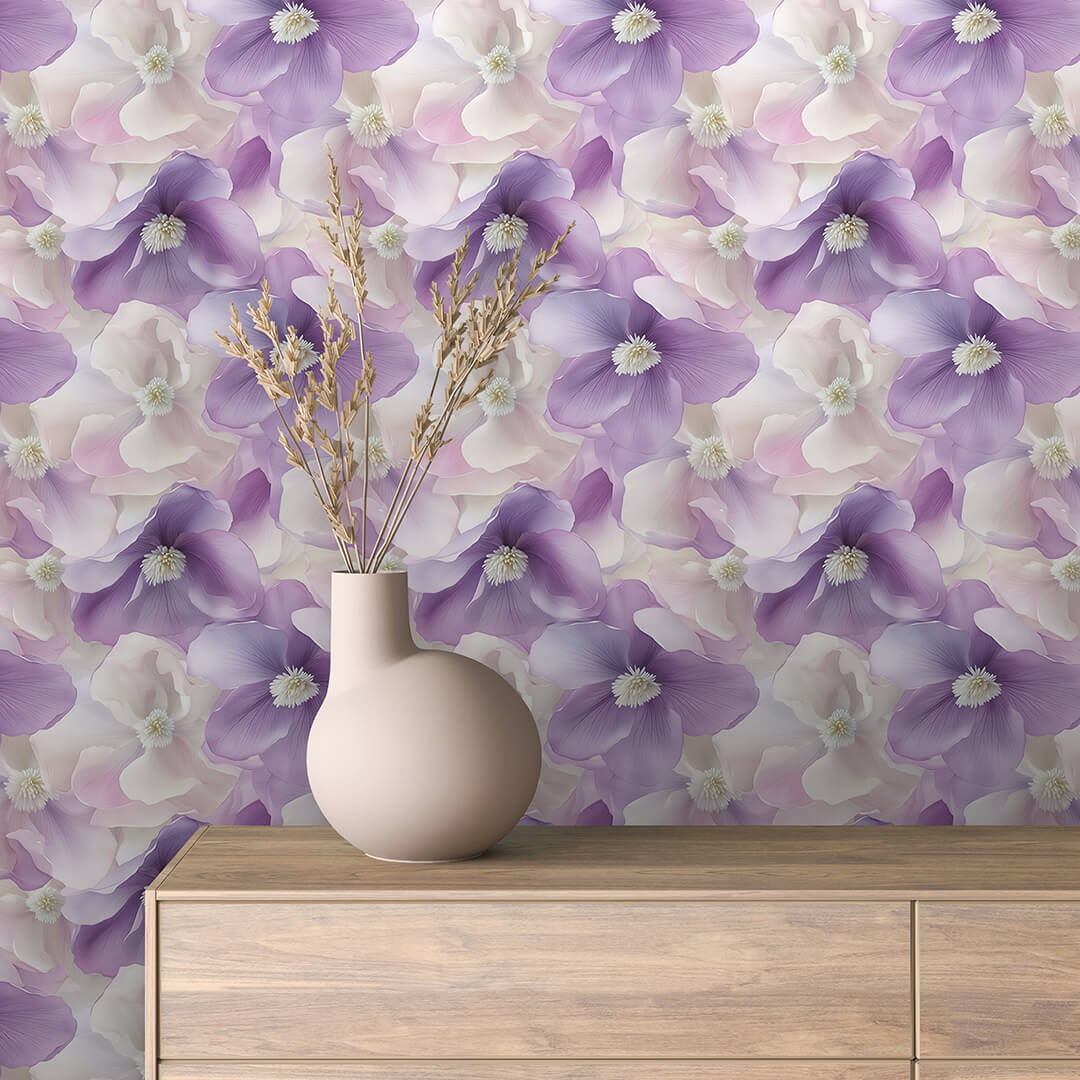 Lavender Poppy Close-Up Wallpaper Floral 0029