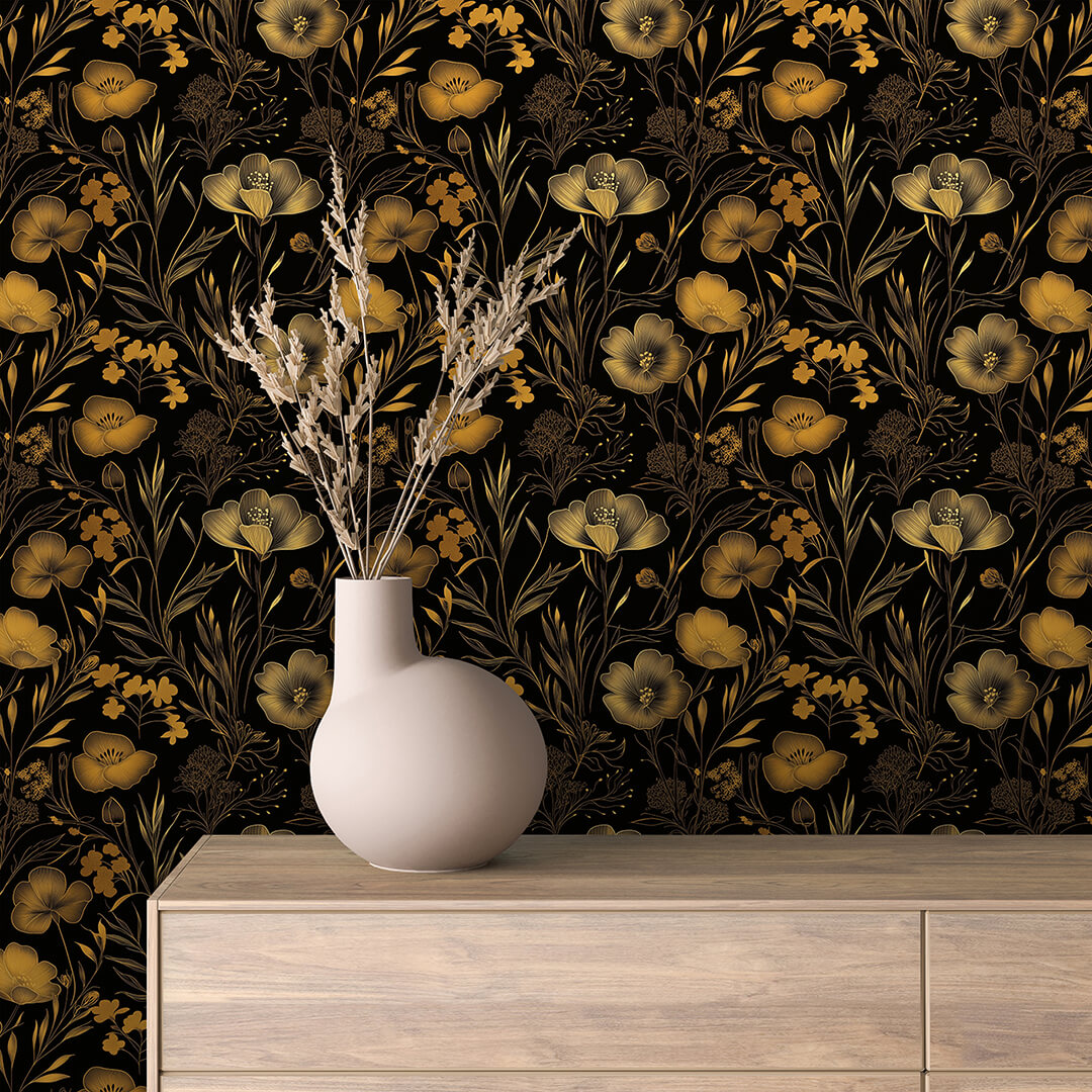 Black Mustard Wildflower Wallpaper Floral 0036