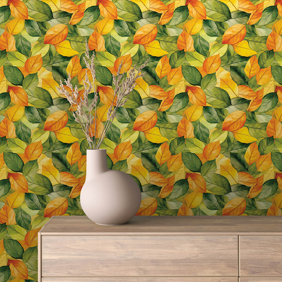 Autumn Leaf Overlap Wallpaper Floral 0038