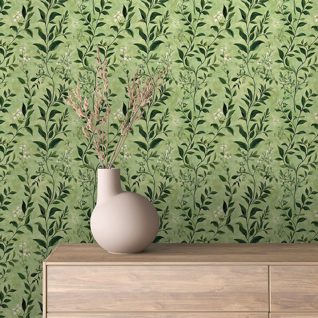 Sage Green Leaf Vine Wallpaper Floral 0041