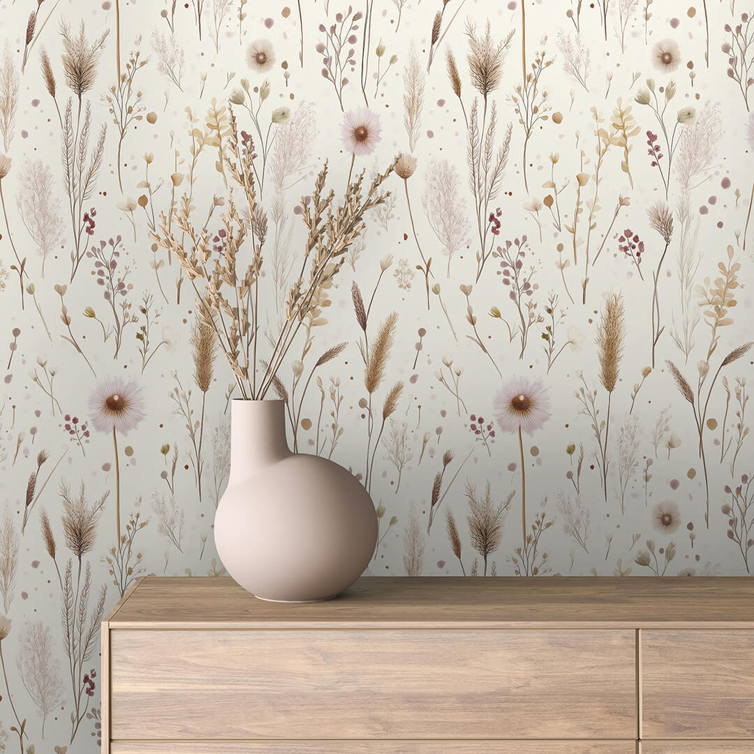 Blush Pressed Wildflower Wallpaper Floral 0048