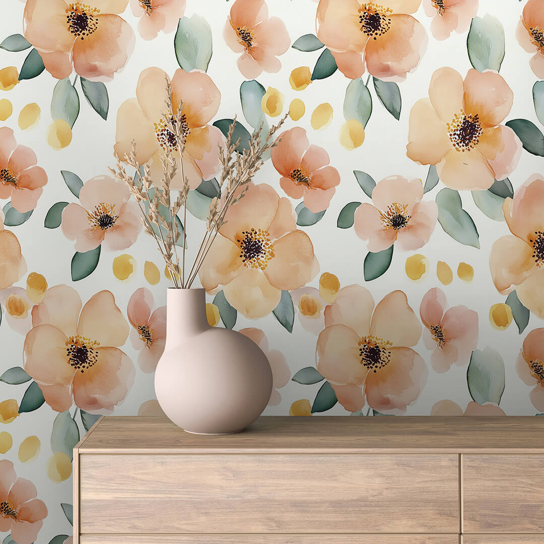 Oversized Coral Floral Wallpaper Floral 0058