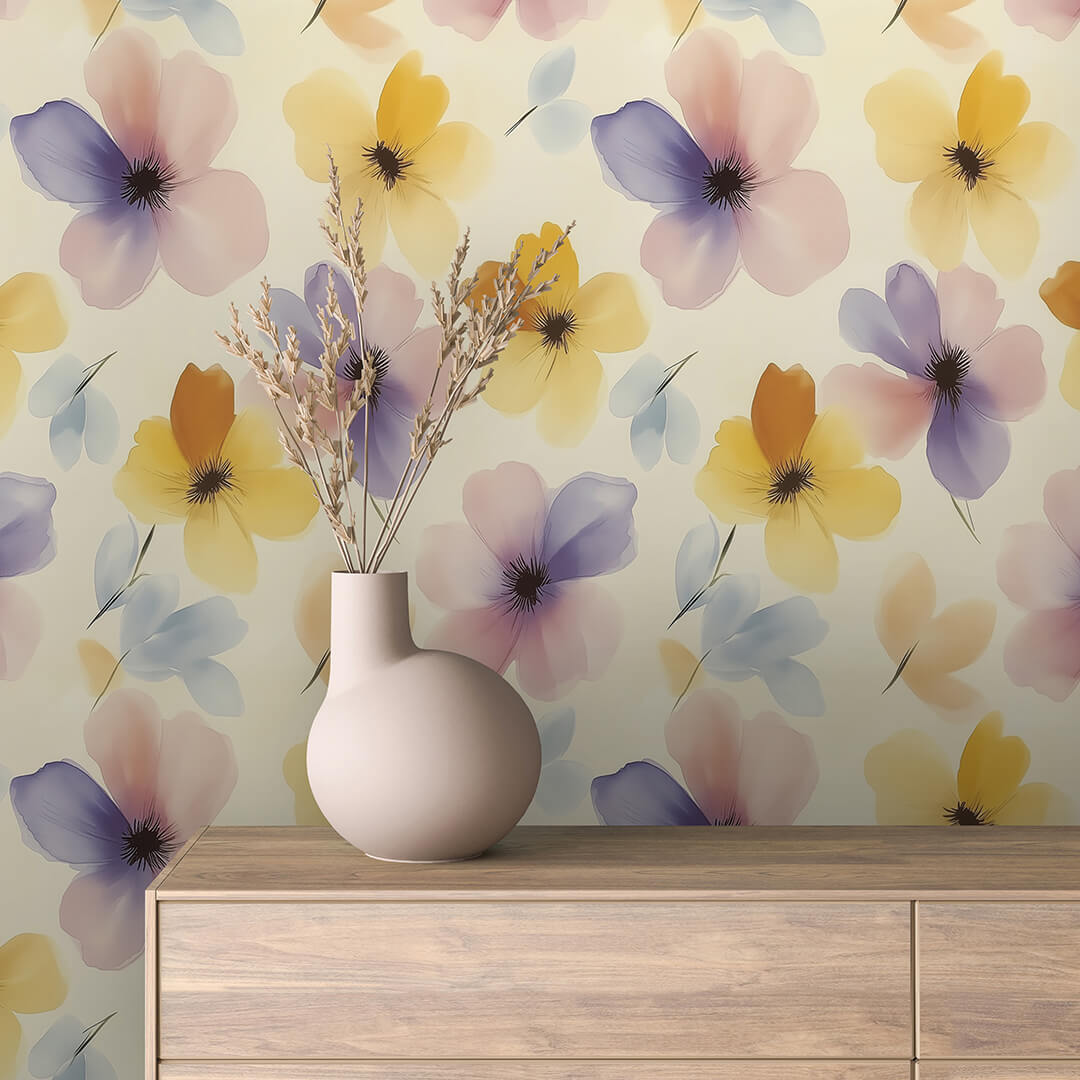 Pastel Multicolor Bloom Wallpaper Floral 0066